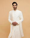 Ivory Silk Thread Embroidered Sherwani